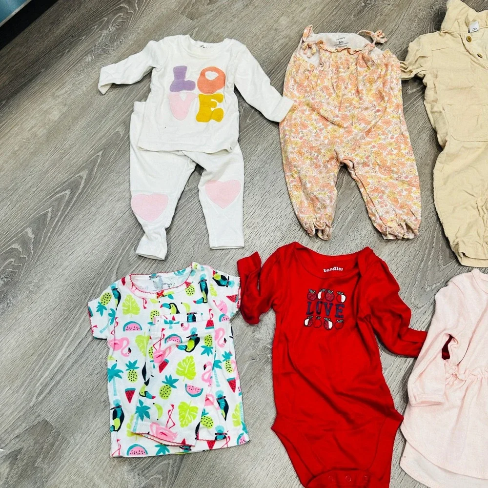 Carters Bundles Baby Girl Clothes Bundle 6-12M Floral Leopard Romper 8pc Lot